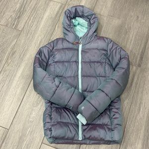 Champion Girls Size X-Large 14-16 Purple Turquoise Puffer Fleece Coat With Hood